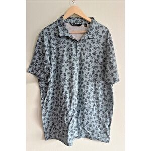 Travis Mathew Polo Shirt Mens 2XL Blue Floral Tropical Golf Stretch Performance